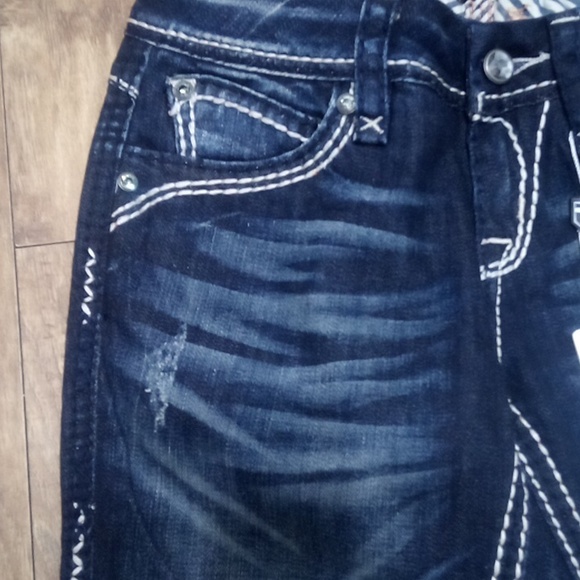 Rock Revival NWT Women's 26 Skinny Charlotte Bejeweled Shimmer Distressed - Picture 5 of 14